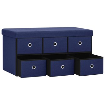 Opbergbank inklapbaar 76x38x38 cm kunstlinnen blauw 5