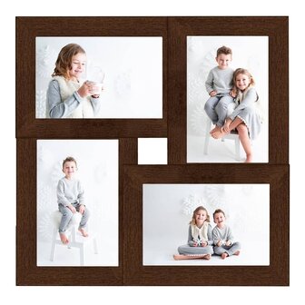Fotolijst voor 4x(13x18 cm) foto MDF donkerbruin 2