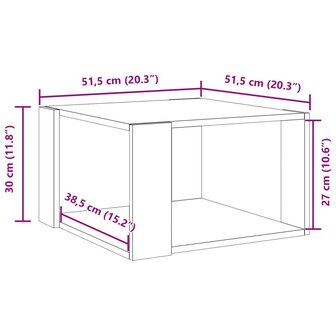 Salontafel 51,5x51,5x30 cm bewerkt hout grijs sonoma eikenkleur 9