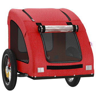 Hondenfietstrailer oxford stof en ijzer rood 5