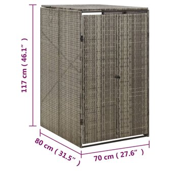 Containerberging enkel 70x80x117 cm poly rattan grijs 7