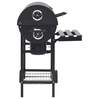Barbecuevat met wielen en schappen 115x85x95 cm staal zwart 4