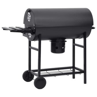 Barbecuevat met wielen en schappen 115x85x95 cm staal zwart 5