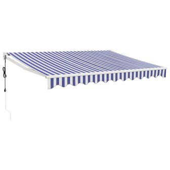 Luifel elektrisch uitschuifbaar 3,5x2,5 m blauw en wit 2
