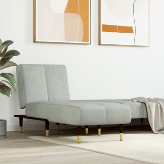 Chaise longue fluweel lichtgrijs 1