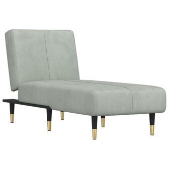 Chaise longue fluweel lichtgrijs 2