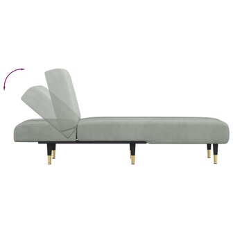 Chaise longue fluweel lichtgrijs 6