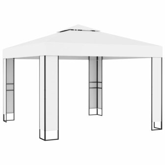 Prieel met dubbel dak 3x3 m wit 2