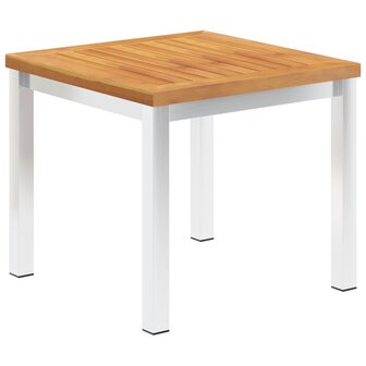 Tuinbijzettafel 45x45x38 cm massief acaciahout roestvrij staal 1
