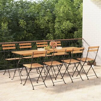 Bistrostoelen 8 st inklapbaar massief teakhout en staal 1