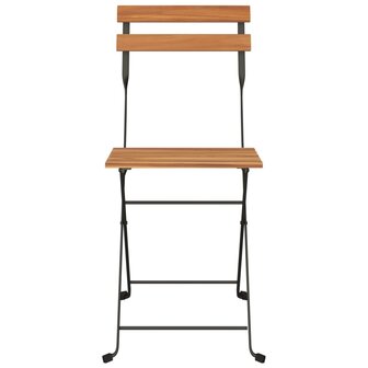 Bistrostoelen 2 st inklapbaar massief teakhout en staal 4