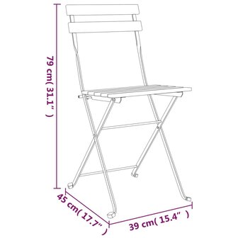 Bistrostoelen 2 st inklapbaar massief teakhout en staal 9