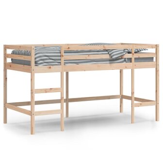 Kinderhoogslaper met ladder 80x200 cm massief grenenhout 3