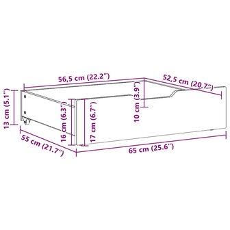 Bedlades 2 st met wieltjes 65x55x17 cm massief grenenhout 8