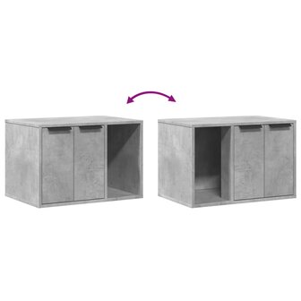 Kattenbakkast 60x40x40 cm bewerkt hout betongrijs 8