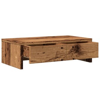 Monitorstandaard met lades 50x27x15 cm bewerkt hout oud hout 5