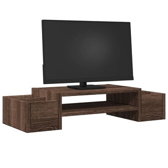 Monitorstandaard met opbergruimte 70x27x15 cm hout bruin eiken 3