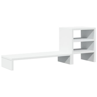 Monitorstandaard met bureau-organizer bewerkt hout wit 6