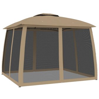 Prieel zijwanden van gaas en dubbel dak 2,93x2,93 m staal taupe 5
