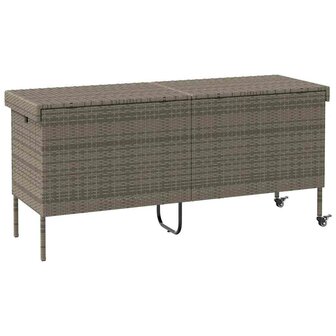 Tuinbox met wielen 160x55x75 cm poly rattan grijs 7