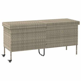 Tuinbox met wielen 160x55x75 cm poly rattan lichtgrijs 2