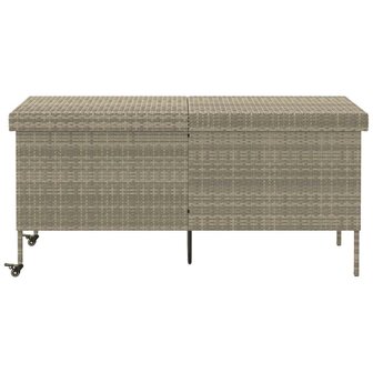 Tuinbox met wielen 160x55x75 cm poly rattan lichtgrijs 3