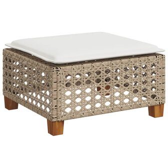 Tuinkruk met kussen 63,5x56x32 cm poly rattan beige 2