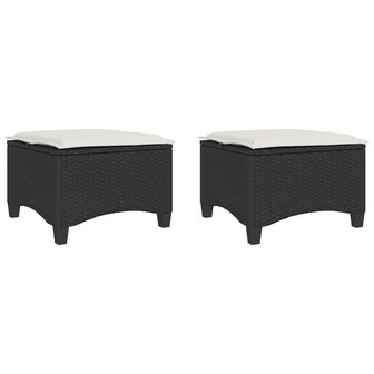Tuinkrukken met kussens 2 st 55x55x36 cm poly rattan zwart 2