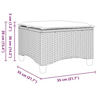 Tuinkrukken met kussens 2 st 55x55x36 cm poly rattan beige 8