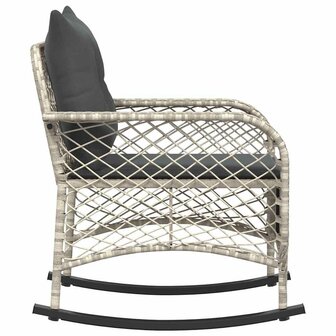 Tuinschommelstoel met kussens poly rattan lichtgrijs 5