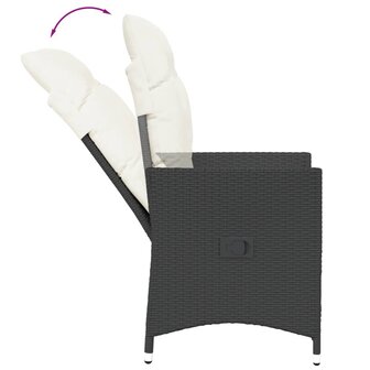 3-delige Bistroset met kussens poly rattan zwart 5