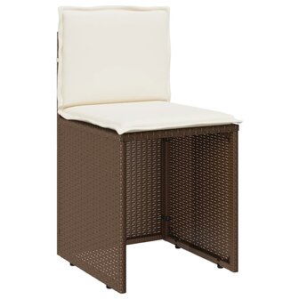 3-delige Bistroset met kussens poly rattan bruin 6
