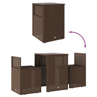 3-delige Bistroset met kussens poly rattan bruin 8