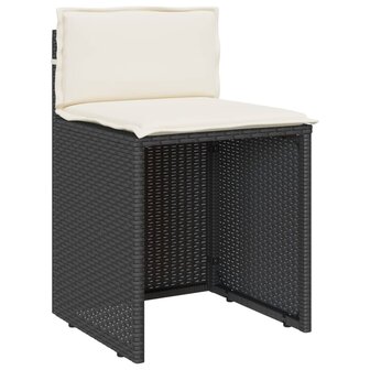 3-delige Bistroset met kussens poly rattan zwart 5
