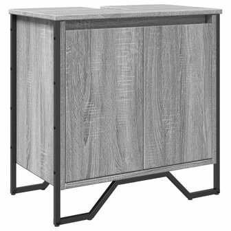 Wastafelkast 60x35x60 cm bewerkt hout grijs sonoma eikenkleurig 2