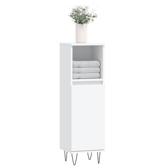 Badkamerkast 30x30x100 cm bewerkt hout wit 3