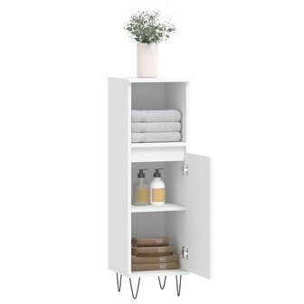 Badkamerkast 30x30x100 cm bewerkt hout wit 4