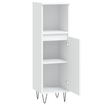 Badkamerkast 30x30x100 cm bewerkt hout wit 6