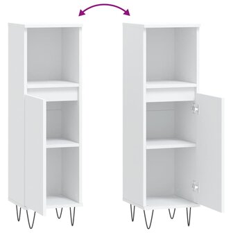 Badkamerkast 30x30x100 cm bewerkt hout wit 9