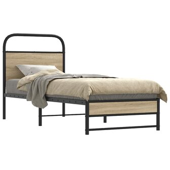 Bedframe zonder matras bewerkt hout gerookt eiken 75x190 cm 1