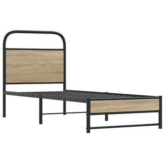 Bedframe zonder matras bewerkt hout gerookt eiken 80x200 cm 3