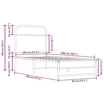 Bedframe zonder matras bewerkt hout gerookt eiken 80x200 cm 9