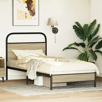 Bedframe zonder matras bewerkt hout sonoma eikenkleur 75x190 cm 4