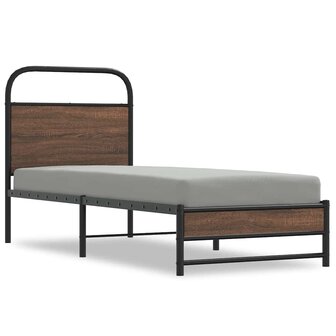 Bedframe zonder matras bewerkt hout bruin eikenkleur 75x190 cm 2