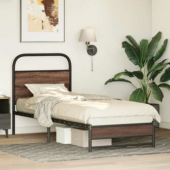 Bedframe zonder matras bewerkt hout bruin eikenkleur 75x190 cm 4