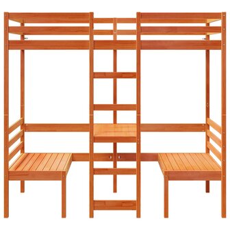 Hoogslaper met bureau en stoelen grenenhout wasbruin 90x200cm 5