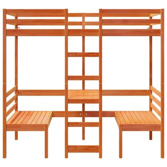 Hoogslaper met bureau en stoelen grenenhout wasbruin 75x190 cm 5