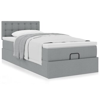 Bed met matras 90x200 cm stof lichtgrijs 4