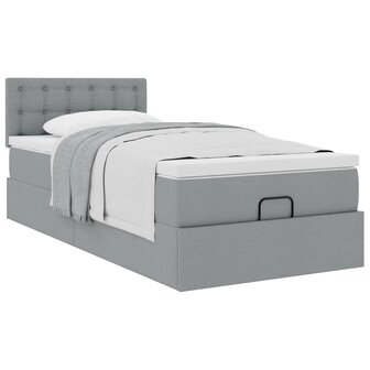 Bed met matras 90x200 cm stof lichtgrijs 5