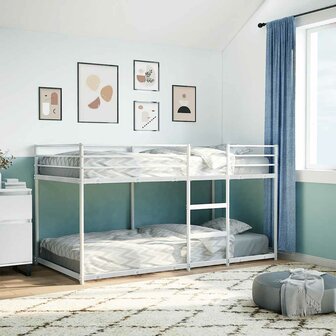Stapelbed zonder matras 90x200 cm staal wit 3
